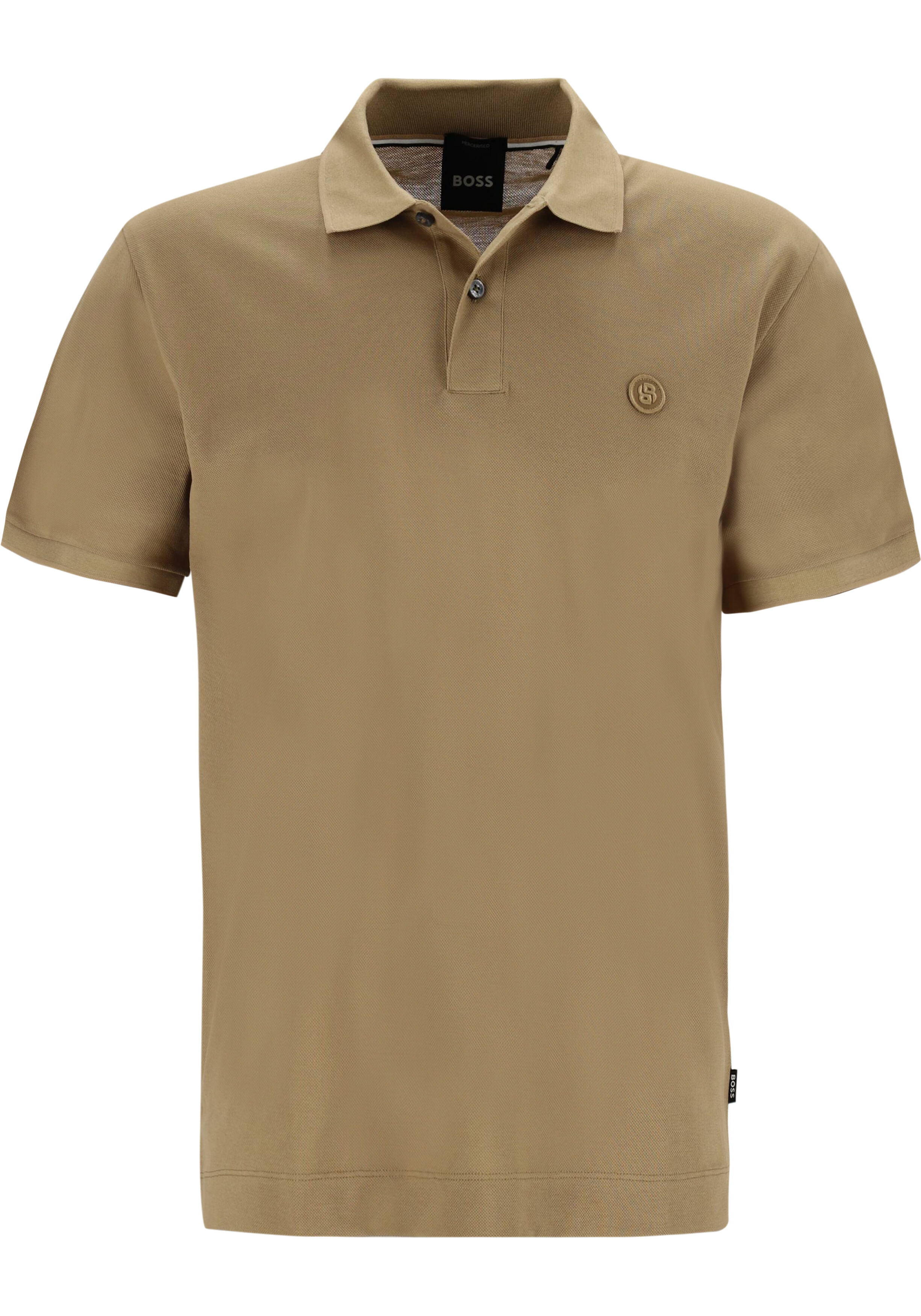BOSS Parris regular fit heren polo, pique, donker beige